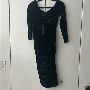 Green Ruched Long Sleeve Bodycon Dress
